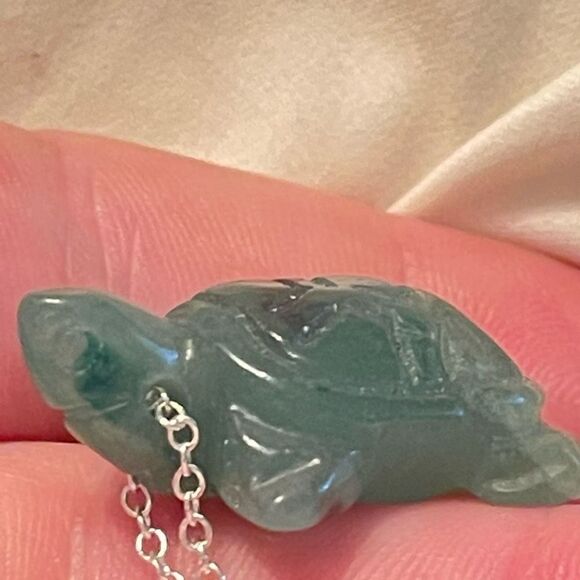 Turtle necklace green aventurine tortoise silver plated 18” NEW handmade - Picture 12 of 12